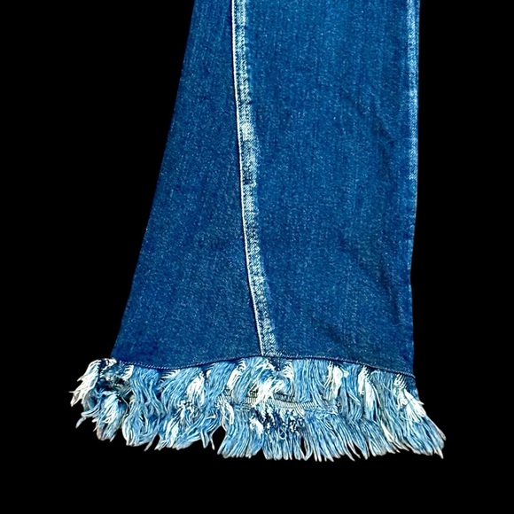 Kancan Brooklyn High-Rise Boot Cut Jeans Size 1/24 Dark Blue Raw Fringe Hem #207 - Picture 4 of 16